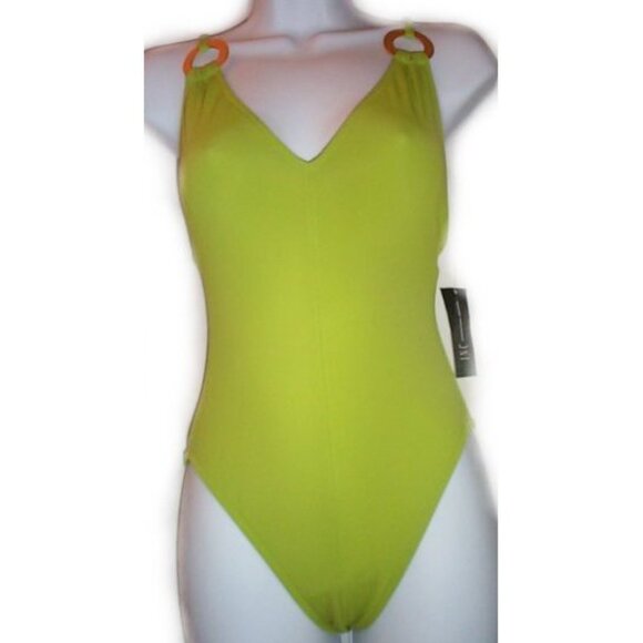 INC International Concepts Lime Green One Piece Swimsuit - NEW - Picture 1 of 10
